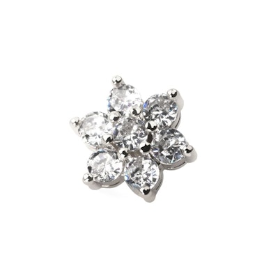 Dermal anchor bloem met centrale steen in vele kleuren
