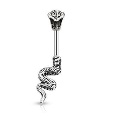 Navelpiercing uit chirurgisch staal met een cobra