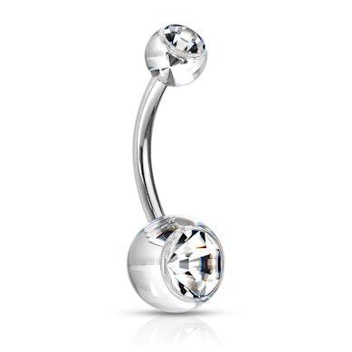 Navelpiercing met acrylballetjes en stenen