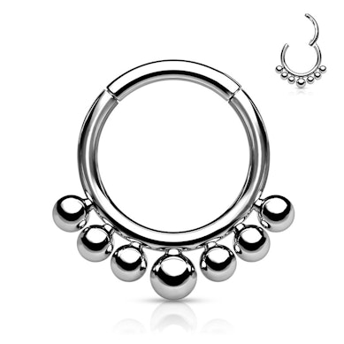 Titanium ring met scharnier en kleine kraaltjes