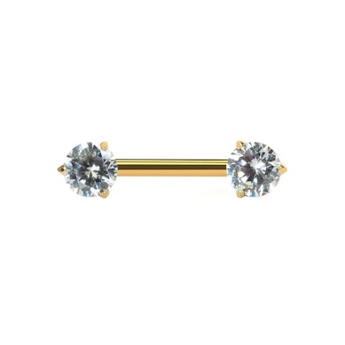 Titanium tepel barbell met steentjes