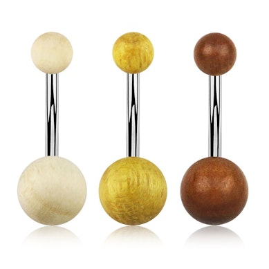 Navelpiercing met houten ballen
