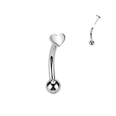 Gebogen titanium barbell met hartje