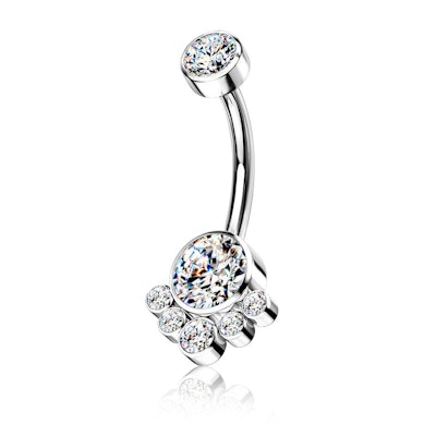 Navelpiercing uit titanium met ronde stenen