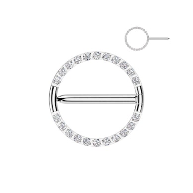 Titanium tepel clicker met pavé steentjes