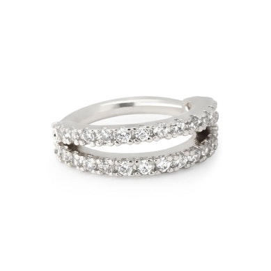 Ring met dubbele rij heldere stenen