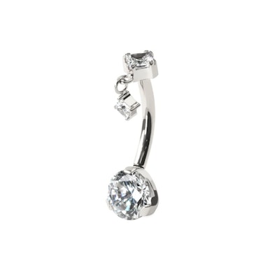 Titanium navel ring met vierkant bedeltje