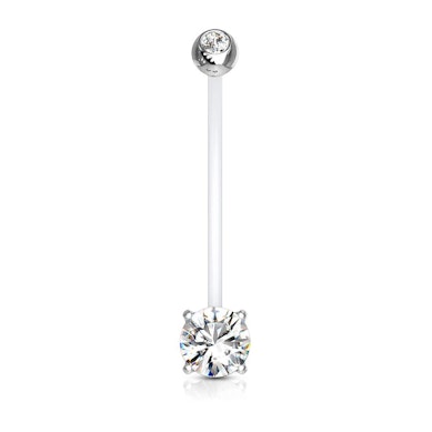 Navelpiercing voor zwangeren met twee steentjes in verschillende kleuren