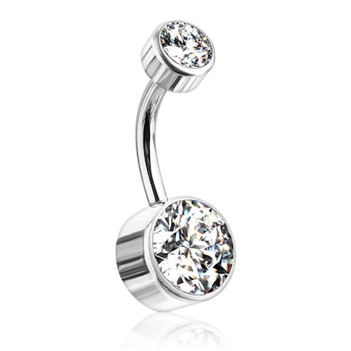 Navelpiercing uit titanium met platte stenen