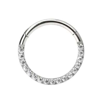 scharnier ring van titanium met rij steentjes