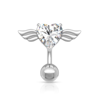 Navelpiercing met een hart en vleugels
