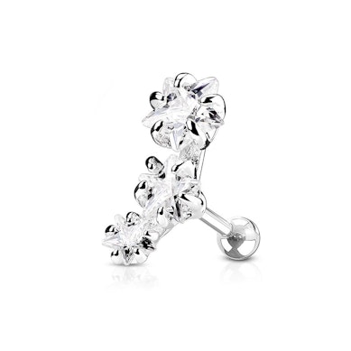Helixpiercing met drie sterren