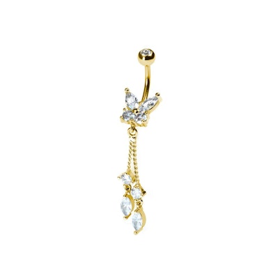 Vlinder navel piercing met hangertje