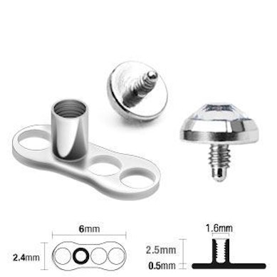 Dermal anchor pakket met base en top.