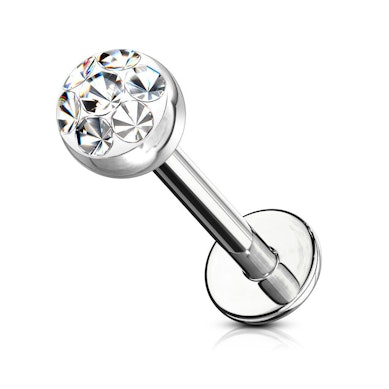 Labret met kristallen parel