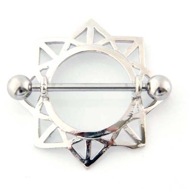 Tepelpiercing met zonnebloem