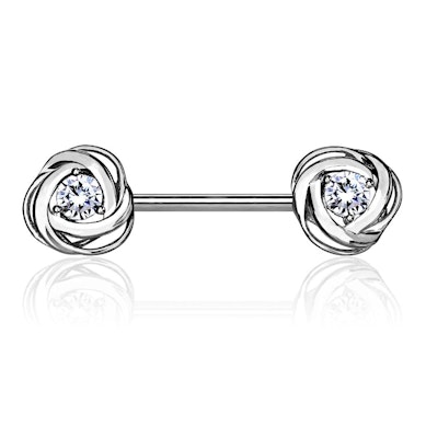 Tepelpiercing met rozen en steentjes
