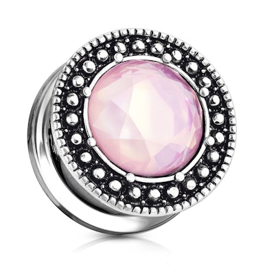 Plug met geoxideerde front en roze steen