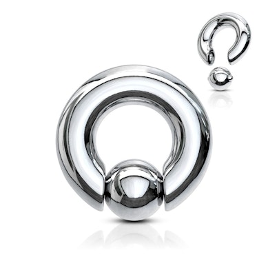 Grote ball closure ring met balletje