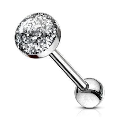 Tongpiercing met glitterballetje-Transparent