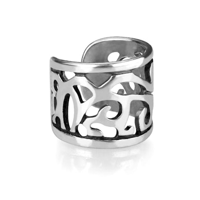 Earcuff met breed filigraan patroon