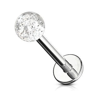 Labret met een acrylballetje