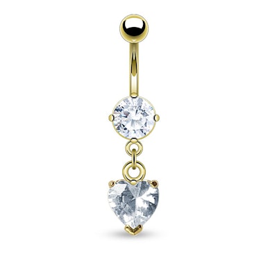 Navelpiercing met vergulding en hartvormige hanger