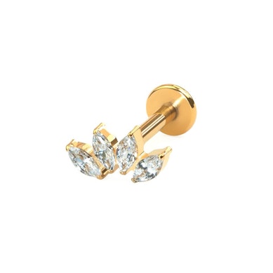 Titanium labret met vier marquise stenen