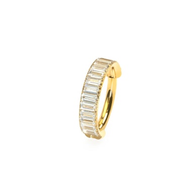 Titanium ring met dunne baguette snit stenen
