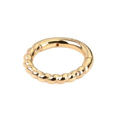 Ring uit 14 karaats goud met scharnier en gedraaide draad