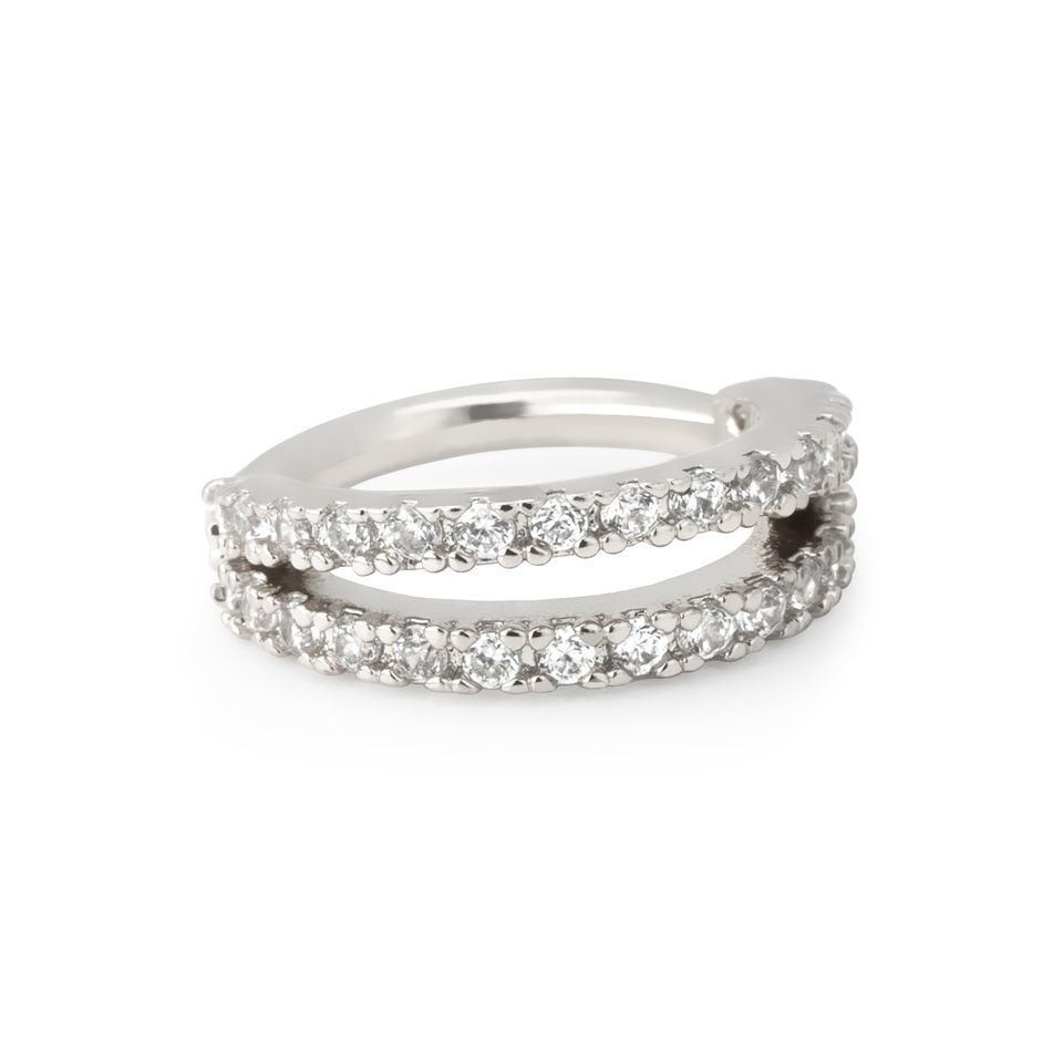 Ring met dubbele rij heldere stenen