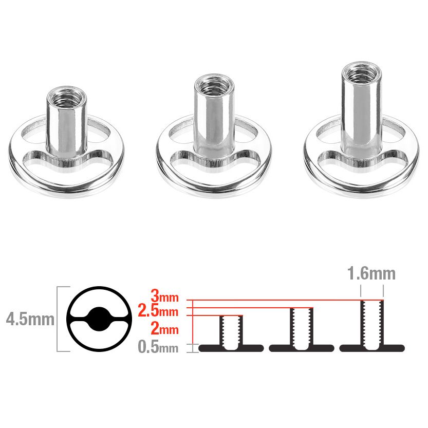 Rund dermal anchor base af titanium