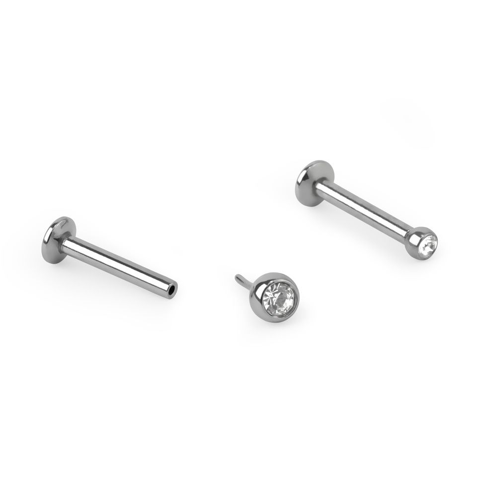 Push-in labret met steen