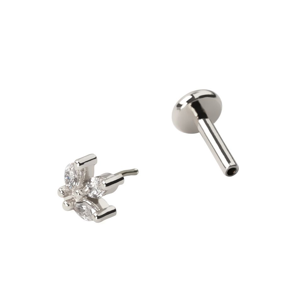 Push-in labret met markiesvormige stenen