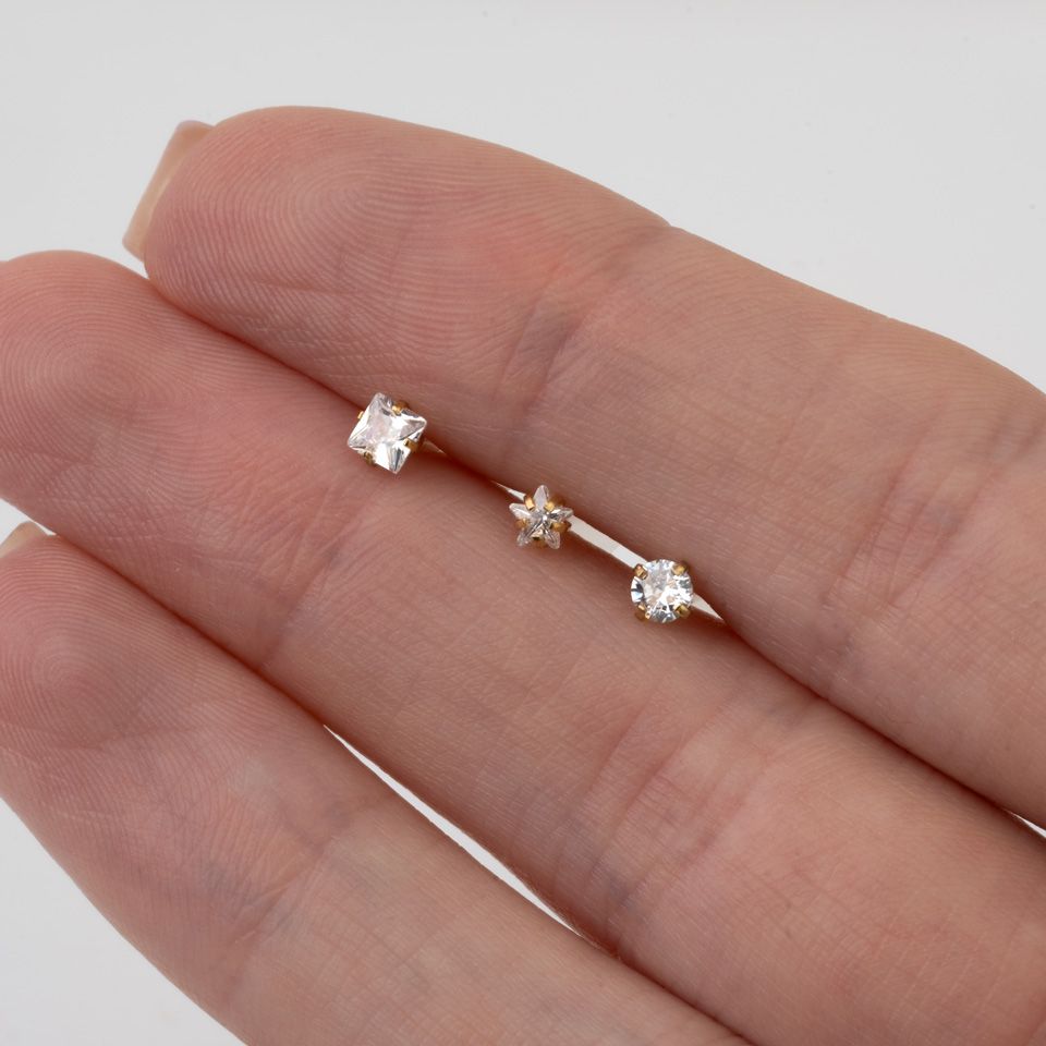 Push-in labret van PTFE met steentjes naar keuze