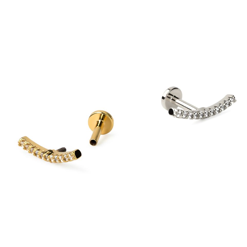 Labret met gebogen staaf en steentjes