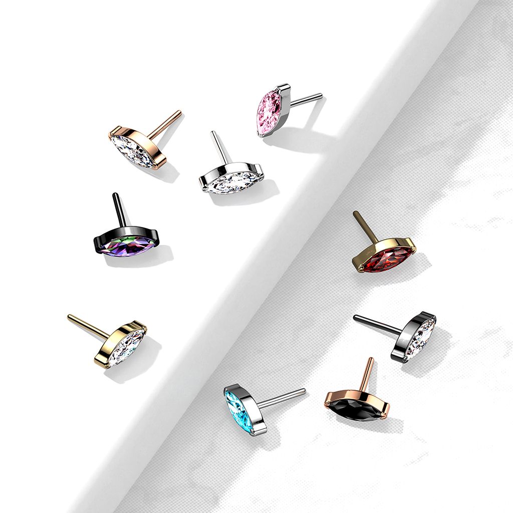 Titanium draadloze push-in top met marquise steen