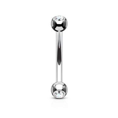 Gebogen staaf van titanium met steentjes