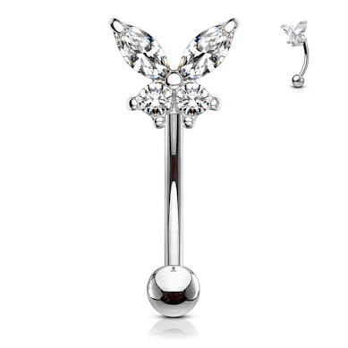 Gebogen staafje met vlinder uit steentjes