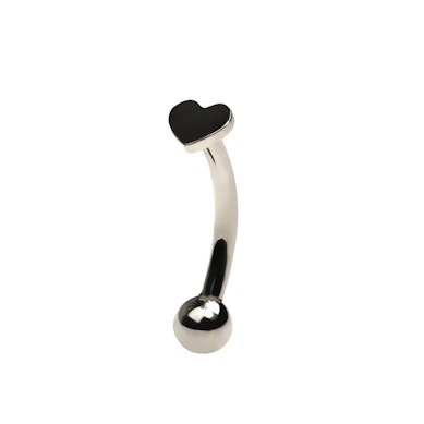 Gebogen titanium barbell met hartje