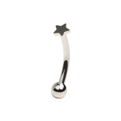 Gebogen titanium barbell met ster