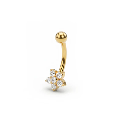 Gebogen barbell van titanium met bloem