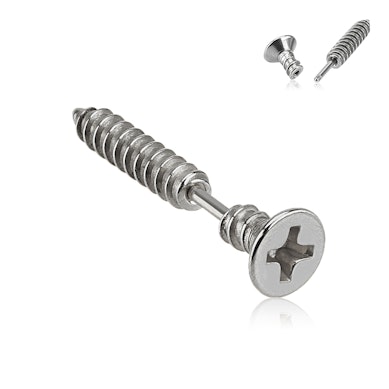 Oorpiercing in de vorm van een schroef