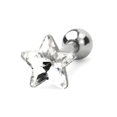 Oorpiercing met verschillende steenontwerpen en kleuren