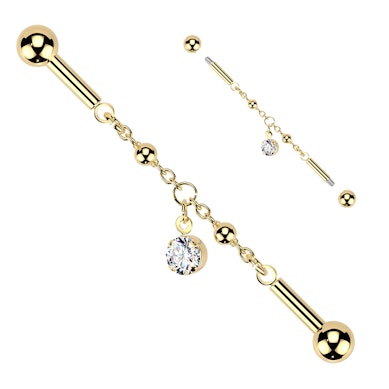 Industrial barbell met ketting en hangend steentje