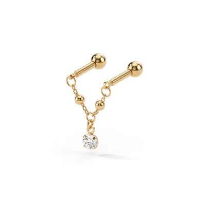 Industrial barbell met ketting en hangend steentje