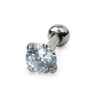 Oorpiercing van titanium met ronde steen