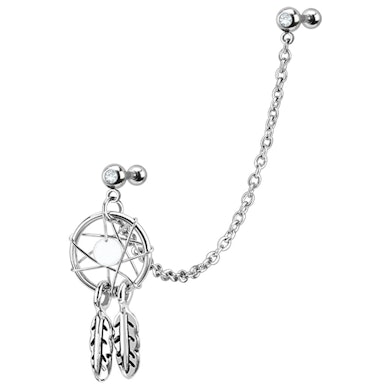 Oorpiercing met dromenvanger voor tragus en helix