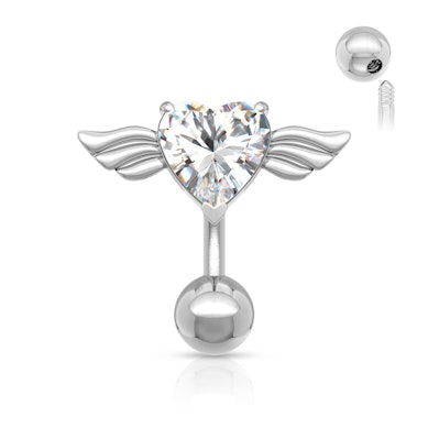 Navelpiercing met een hart en vleugels