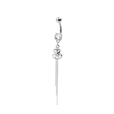 Navelpiercing met dubbele harthanger en steentjes